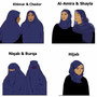 Les différents types de voiles islamiques (religion: l'islam)