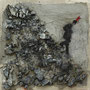 Der Steiger geht 140g, 2012, Vera Loos, Acrylic and Coal on Paper, 25 x 25 cm (10'' x 10'')