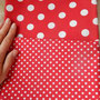 Polkadots weiß auf rot groß u. klein
