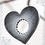 Graues Herz mit Swarovski-Kristallen ca. 5,5 x 5 cm