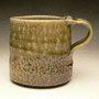 BYRON TEMPLE, USA - MUG, STONEWARE, OLIVE GREEN SALT GLAZED, STAMPED POTTER'S MARK - 7.5cmH x 7.5cmD, 0.3kg - NZ$150 - #BT1R