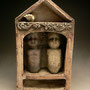 HELEN PERRETT, NZ - DOLL HOUSE No.2, STONEWARE, SLAB BUILT & PRESS MOULDED, OXIDE WASHES - 28cmH x 15cmW x 8cmD, 2.5kg - NZ$180 - #HP10