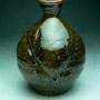 LEN CASTLE - EARLY NARROW NECKED VASE, TENMOKU GLAZE, HAS POTTERS STAMP - 15cmH x 11cmD, 0.5kg, #LC5R.....SOLD
