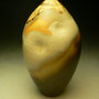 KIM MORGAN - VASE, MULTI WOOD ASH GLAZE WITH DIMPLES & MATTE TENMOKU GLAZE... A REAL GEM!!!  25cmH x 13cmD, 1kg #KMR1 .....SOLD