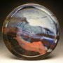 ROB POWLEY - SHALLOW BOWL, STONEWARE, MULTI-GLAZE WITH SALMON ACCENTS - 5cmH x 30cmD, 1.1kg - #RP172 .....SOLD