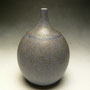 JOHN PARKER - SHORT STEMMED ORB, PURPLE-GREY SEMI-MATTE GLAZE WITH CRYSTALS, SIGNATURE STAMPED - 16cmH x 11mD, 0.6kg  - #JP5.....SOLD