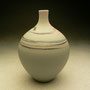 JOHN PARKER - SHORT STEMMED ORB, GRAY CLOURED PORCELAIN AGATEWARE WITH BLACK & PINK SWIRLS,  NOT STAMPED BUT DEFINITELY A JOHN PARKER!  -  13cmH x 9cmD,  0.4kg,   #JP8.....SOLD