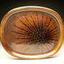 PAUL WOTHERSPOON, NZ - 7 OVAL PLATES, STAR-BURST PATTERN, STONEWARE, HONEY COLOURED GLAZE WITH IRON PATTERN - 3cmH x 24cmW x 30cmD, 0.8kg - #PWR1.....SOLD