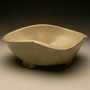 WARREN MACKENZIE - BOWL, STONEWARE, ALTERED FEET, CREAM COLOURED GLAZE - 7cmH x 20cmW x 18cmD, 0.8kg - #WM7R