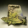 YI-MING LIN, NZ - WALL HANGING FERN SCENE, STONEWARE, HANDBUILT - 29cmH x 36cmW x 9cmD, 2kg - NZ$350 - #YL1R
