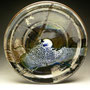 ROB POWLEY - SHALLOW BOWL, STONEWARE, MULTI-GLAZE WITH BLUE & WHITE ACCENTS - 5.5cmH x 30cmD, 1.8kg - #RP166