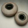 PETER SHEARER - ORB, STAINED CRAWLING SLIP, BLACK GLAZED RIM, BASE & INSIDE - MEDIUM - 8cmH x 16cmD, 0.6kg - NZ$79 - #PS166 / SMALL - 6.5cmH x 12cmD, 0.3kg - #PS146.....SOLD