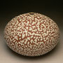KIM MORGAN - ORB, MEDIUM, CRAWLING WHITE SHINO GLAZE - 14cmH x 20cmD, 1.1kg - #RU .....SOLD