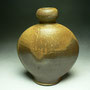 JACK TROY - FLATTENED BOTTLE VASE, STONEWARE, FIRED IN JUNIATA ANAGAMA KILN - 23cmH x 20cmW x 12cmD, 1.3kg - #JT3