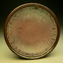 LEN CASTLE - SMALL BOWL, TENMOKU GLAZE WITH WHITE/BLUE & PINK COPPER GLAZE INSIDE, HAS POTTERS STAMP - 5.5 cmH x 19 cmD, 0.5kg, LC6R .....SOLD