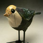 DOROTHY ARMSTRONG - WREN ON METAL LEGS, RAKU FIRED - 12cmH x 12cmW x 6cmD, 0.3kg - NZ$95 - #DA5R.....SOLD