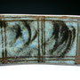 DIANA STITCHBURY  TRAY - BLUE GLAZE & HONEY TRAILED TENMOKU GLAZE - 19cmL x 11cmH - #PS296