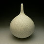 PETER COLLIS - ORB, WHITE WITH BLACK CRAZING - 17cmH x 13cmD, 0.5kg - #PC261.....SOLD