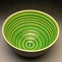 PETER COLLIS - RING PATTERN BOWL, APPLE GREEN WITH BLACK UNDERSIDE - 13cmH x 20cmD, 1.3kg - #PC268