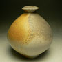 JACK TROY - ROUND VASE, WHITE STONEWARE, FIRED IN HIS STUDIO ANAGAMA KILN - 18cmH x 16cmD, 1kg - #JT5
