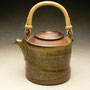 BYRON TEMPLE, USA - SMALL TEA POT, STONEWARE, SALT GLAZED, LID BROKEN & REPAIRED, POTTER'S MARK, HOLDS 12oz/375ml - 10cmH(WITHOUT HANDLE) x 10cmD, 0.7kg - NZ$350 - #BT2R