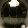 WARREN MACKENZIE - LARGE FACETED VASE, STONEWARE, TENMOKU GLAZE, STAMPED - 31cmH x 28cmD, 5.5kg - #WM1R $2000USD.....SOLD