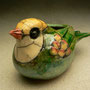 DOROTHY ARMSTRONG - SPOTTED WING, TURQUOISE BODY WREN, RAKU FIRED - 8cmH x 13cmW x 6cmD, 0.2kg - NZ$75 - #DA26R.....SOLD