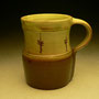 MICHAEL CARDEW, UK - MUG, EARTHENWARE CLAY, PALE GREEN SLIP INSIDE & OUT.  FLOWER CARVINGS INTO SLIP, CLEAR GLAZE, WINCHCOMBE STAMP FROM 1950'S COMMONLY USED BY CARDEW, 10cmH x 8cmDIA, #MC1R -.....SOLD