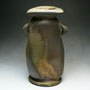 JACK TROY - VASE WITH LUGS, STONEWARE, FIRED IN HIS STUDIO ANAGAMA KILN - 24cmH x 14cmW x 11cmD, 1.2kg - #JT13