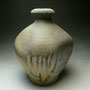 JACK TROY - BOTTLE VASE, PORCELAIN, PADDLED, FIRED IN HIS STUDIO ANAGAMA KILN - 23cmH x 19cmD, 1.8kg - #JT14