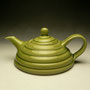 PETER COLLIS - RING PATTERN TEAPOT, OLIVE, WHITE STONEWARE HOLDS 300ml (10oz) - 8cmH x 21cmW x 16cmD, 1kg - PC338