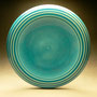 PETER COLLIS - AQUA BLUE PLATE, ROLLED RIM & GROOVES - 4cmH x 30cmD, 1.5kg - #PC281