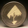 ROB POWLEY - PLATE, WALL HANGING, RAKU FIRED, BLACK GREY WITH LIGHT GREY TREE DESIGN - 5cmH x 29cmD, 1kg - #RP71
