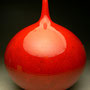 PETER COLLIS - LARGE DEEP RED ORB, WHITE STONEWARE, DEEP RED GLAZE FROM REFIRING 4 TIMES.  A REAL GEM! - 25cmH x 20cmD, 2kg - #PC368.....SOLD