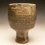 WARREN MACKENZIE - GOBLET, STONEWARE, SATIN BROWN GOING TO GREEN GREY GLAZE, STAMPED - 11cmH x 8cmD, 0.3kg - #WM5R