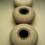 PETER SHEARER - SMALL KINA ORB, STAINED CRAWLING SLIP, BLACK GLAZED RIM, BASE & INSIDE - 6.5cmH x 12cmD, 0.5kg - NZ$55 EACH - #PS243.....ALL SOLD
