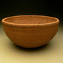 LEN CASTLE - VERY UNUSUAL BOWL, TERRA COTTA/LOCAL DUG CLAY WITH BLACK SPECKLED BITS OF FINE FUSED STONES, THICK BOTTOM HALF TO KEEP IT FROM SLUMPING IN FIRING, POTTER STAMP, 10cmH x 19cmD, 1.2kg, LC7R .....SOLD