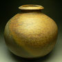 JACK TROY - VASE, WHITE STONEWARE, FIRED ON SIDE, FIRED IN HIS STUDIO ANAGAMA KILN - 30cmH x 28cmD, 4kg - #JT10