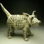 FIONA TUNNICLIFFE - DOG WITH TWEED PATTERN - 30cmH x 13cmW x 32cmD - 2kg - NZ$160 - #FT83.....SOLD