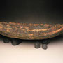 PETER SHEARER - WAKA WITH ROCK LIKE BASE - DRY TEXTURED SLIP, GREEN, BROWN  - 14cmH x 56cmLong x 12cmW - #PS331.....SOLD