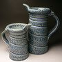 KIM MORGAN - JUG, BLUE WOOD ASH GLAZE - MEDIUM 19cmH x 11cmD, 1.3kg - #KM51.....SOLD / LARGE 27cmH x 13cmD, 2kg - #KM53  SOLD