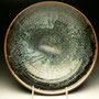 LEN CASTLE - LARGE BOWL, STONEWARE, CHUN BLUE OVER TENMOKU GLAZE, RESTORED 1cm CHIP UNDER RIM, ALSO RESTORED FOOT RIM, POTTER'S MARK - 7cmH x 28cmD, 1.3kg - #LC1R .....SOLD