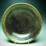 LEN CASTLE - LARGE BOWL, SPECKLED OLIVE/BLACK GLAZE, SLIGHT REPAIRED FIRING FLAW, POTTERS STAMP, MADE IN 1950 TO 1994, 9cmH x 28cmD, 1.3kg, LC8R .....SOLD