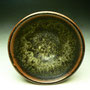 JOHN PARKER - SMALL BOWL, STONEWARE, TENMOKU GLAZE INSIDE & OUT, WHITEISH GLAZE INSIDE OVER TENMOKU, SOME PITTING AT BOTTOM, POTTERS STAMP, 7cmH x 13cmD, 0.3kg - #JP9
