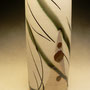 PETER SHEARER - BEACH DUNES VASE - STAINED CRAZING SLIP, WHITE GLAZE WITH SLIP TRAILED GREEN GRASSES - 20cmH x 9cmD - #PS327.....SOLD