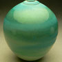 KIM MORGAN - SMALL ORB, AQUA / TURQUOISE GLAZE - 15cmH x 12cmD,  0.5kg - #KM253C .....SOLD