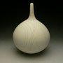 PETER COLLIS - ORB, WHITE WITH BROAD BLACK CRAZING - 17cmH x 13cmD, 0.5kg - #PC307.....SOLD