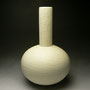 PETER COLLIS - STOVE PIPE VASE, CREAM WHITE WITH BLACK CRAZING - 30cmH x 19cmD, 1.8kg - #PC279