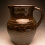 MICHAEL CARDEW, UK - LARGE JUG, BLACK SLIP ON EARTHENWARE CLAY, BROWN SLIP TRAILING ON OUTSIDE BELLY & ON HANDLE,CLEAR GLAZE INSIDE & OUT, HAS CARDEW'S WINCHCOMBE STAMP USED BY HIM IN THE 1950'S,  20cmH x 15cmDIA, 1kg, #MC4R,  - $245