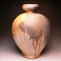 JACK TROY - PADDLED VASE, PORCELAIN, REPAIRED HOLE IN BOTTOM, FIRED IN HIS STUDIO ANAGAMA KILN - 31cmH x 23cmW x 18cmD, 2.4kg - #JT17